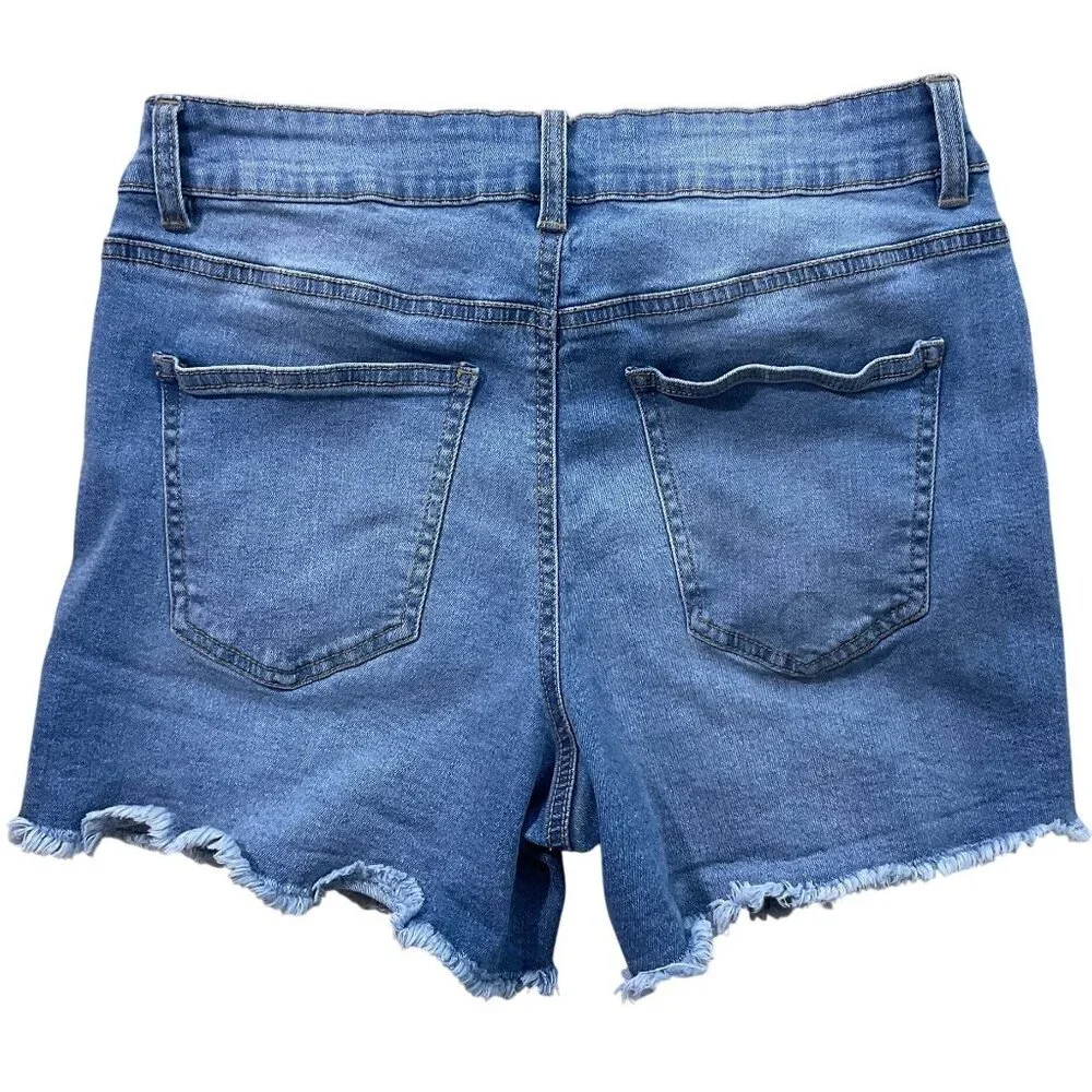 1511 Inc Shorts Womens 6 High Waist Distressed Blue Denim Cut Off Stretch Grunge